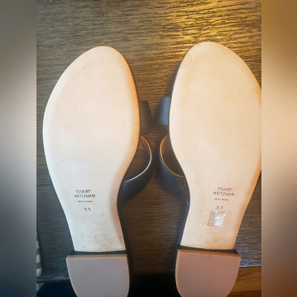 Stuart Weitzman Monogram Lunaria Crossband Leather flats slides sandals SZ 8.5 - Picture 5 of 8